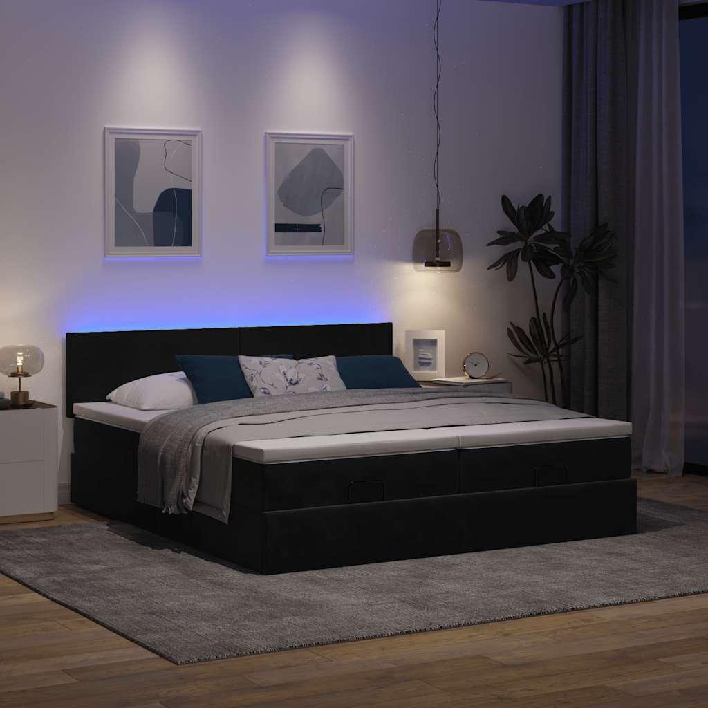 Osmannisk sengeramme med madrasser 160x200 cm fløjl sort billede