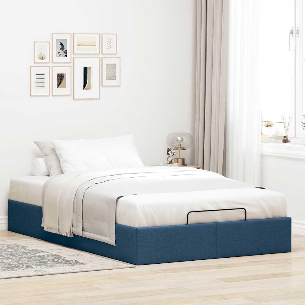 Osmannisk sengeramme uden madras 120x200 cm stof blå billede