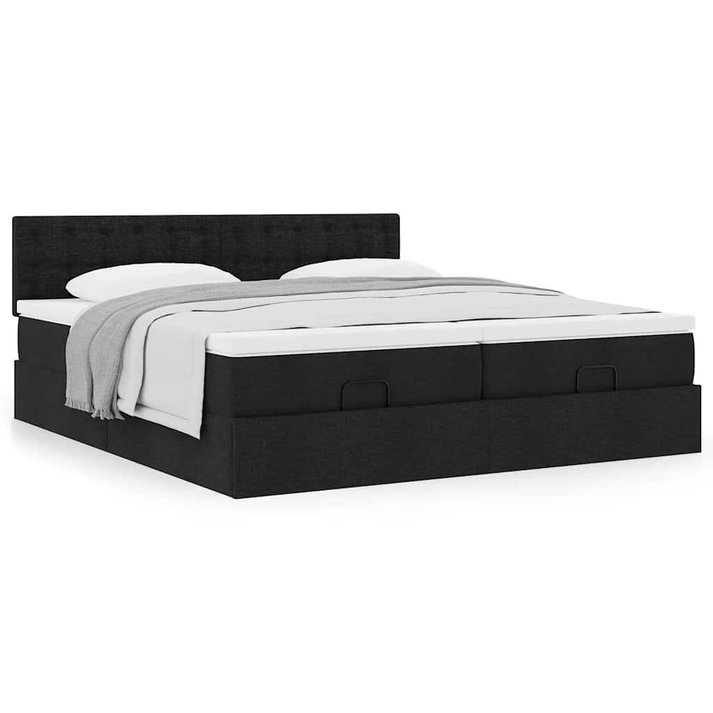 Osmannisk sengeramme med madrasser 160x200 cm stof sort billede