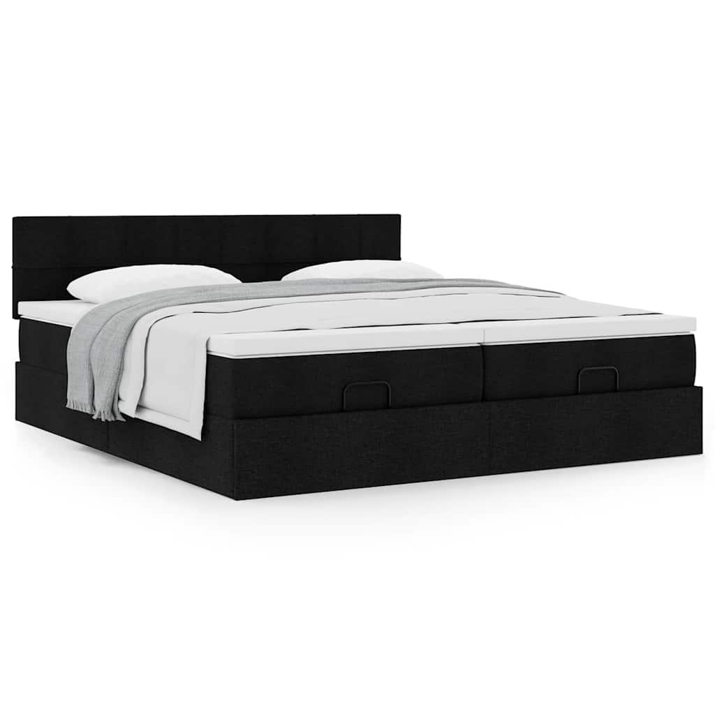 Osmannisk sengeramme med madrasser 160x200 cm stof sort billede