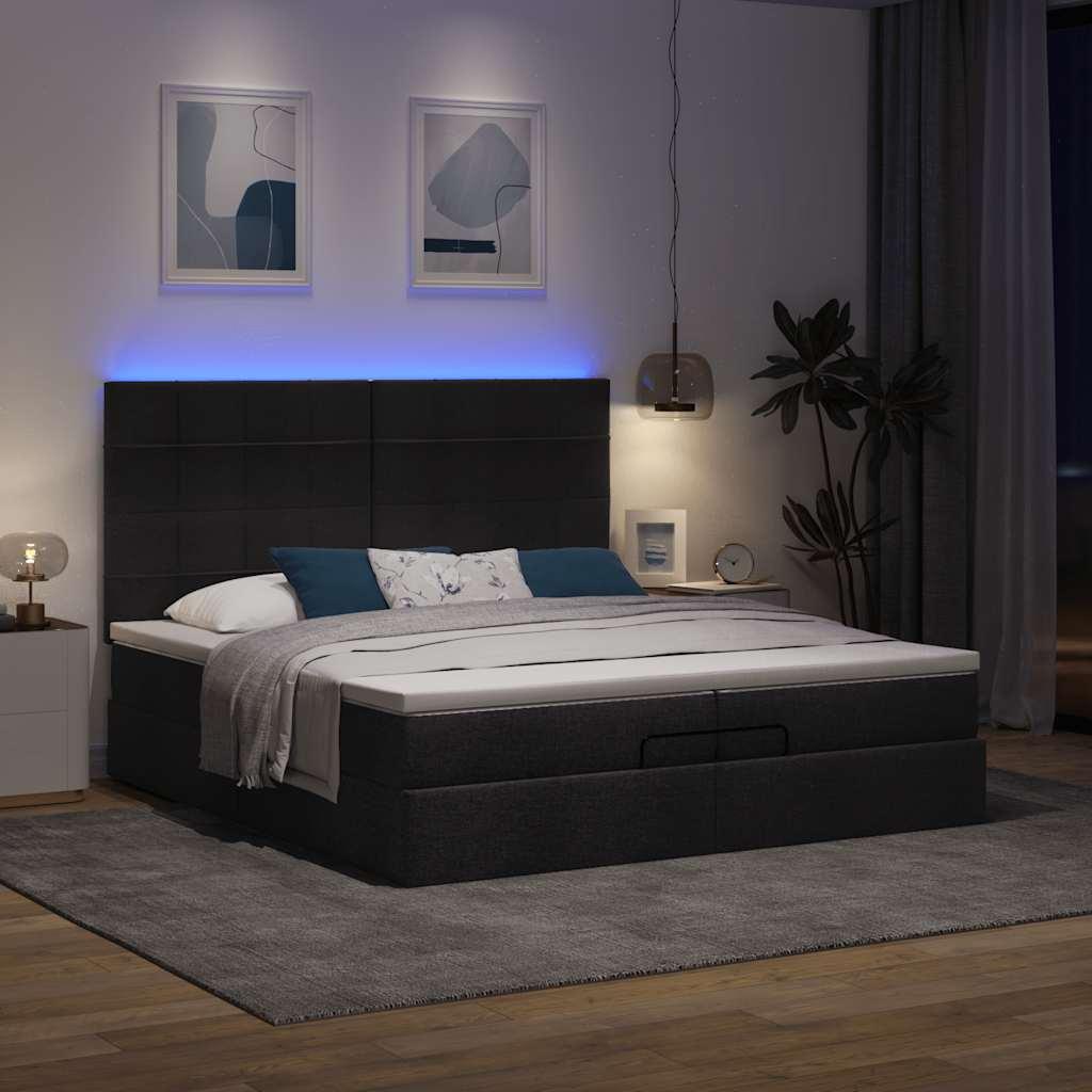 Osmannisk sengeramme med madrasser 200x200 cm stof sort billede