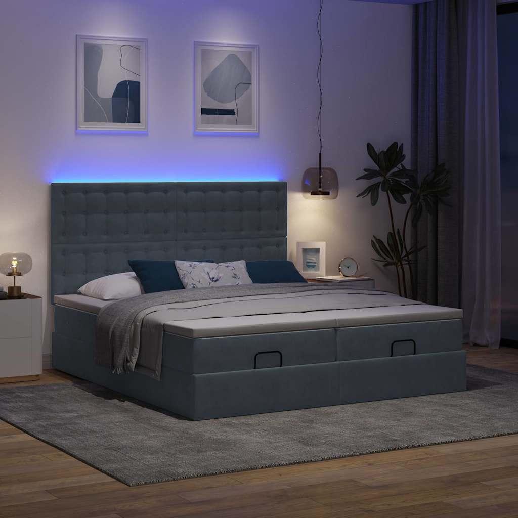 Osmannisk sengeramme med madrasser 200x200 cm fløjl mørkegrå billede