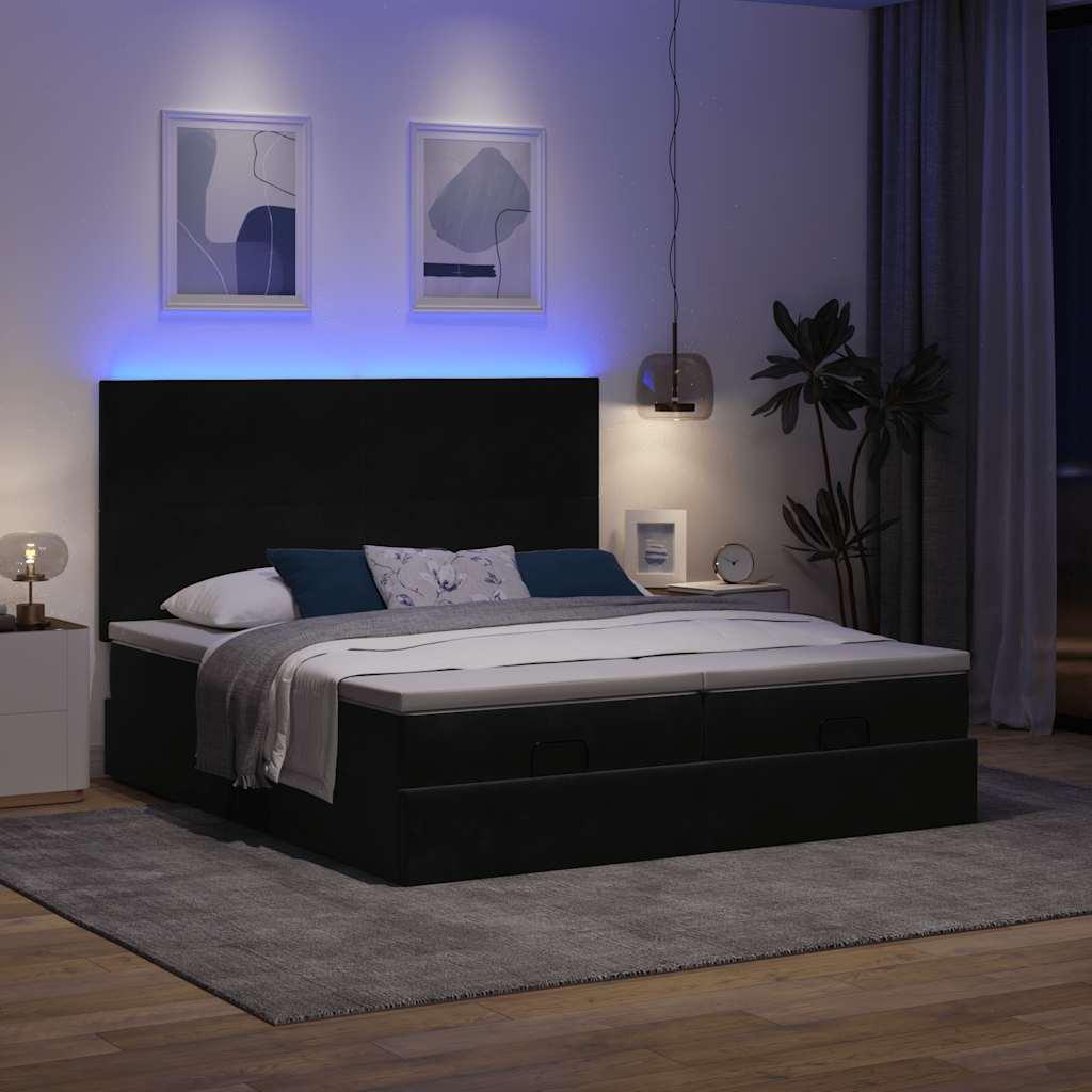 Osmannisk sengeramme med madrasser 180x200 cm fløjl sort billede
