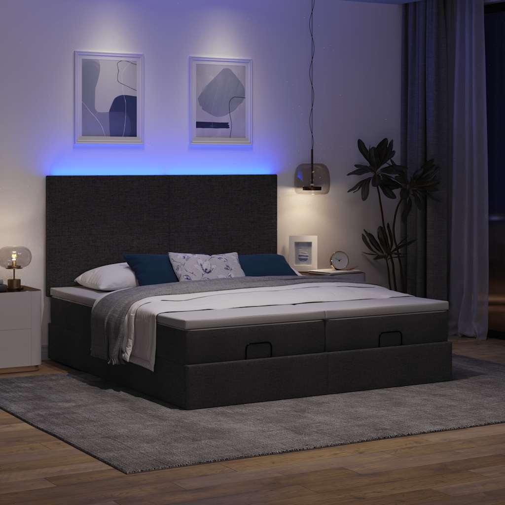 Osmannisk sengeramme med madrasser 160x200 cm stof sort billede