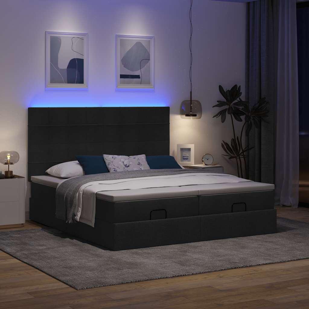 Osmannisk sengeramme med madrasser 180x200 cm stof sort billede