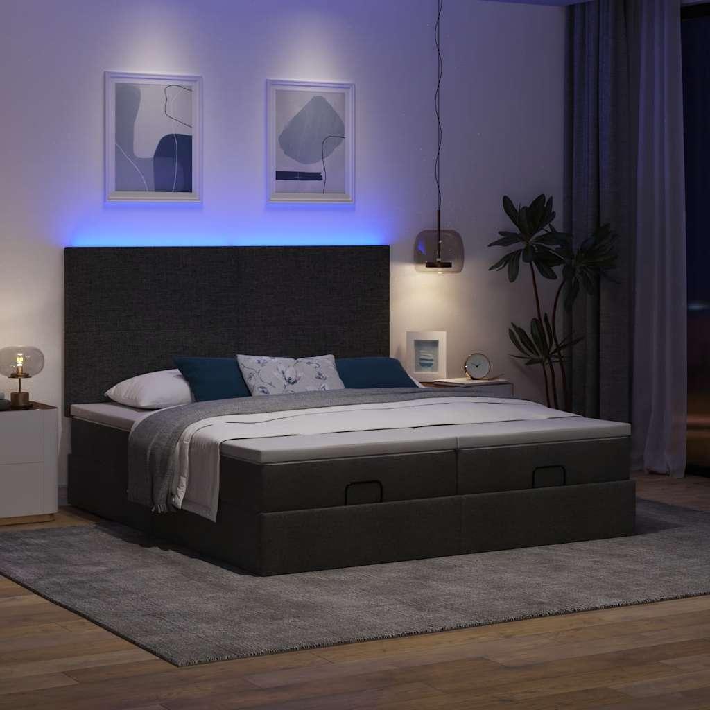 Osmannisk sengeramme med madrasser 200x200 cm stof sort billede