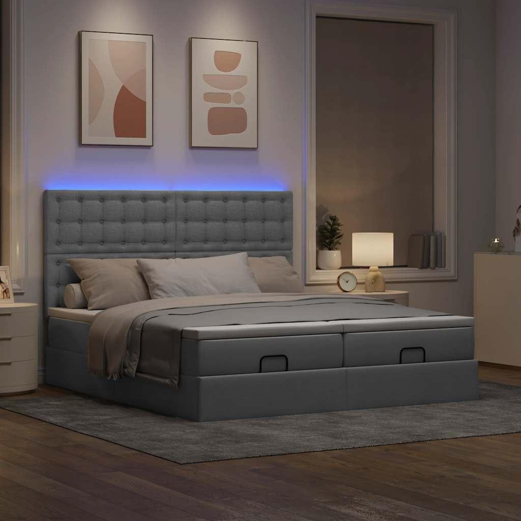 Osmannisk sengeramme med madrasser 160x200 cm stof lysegrå billede