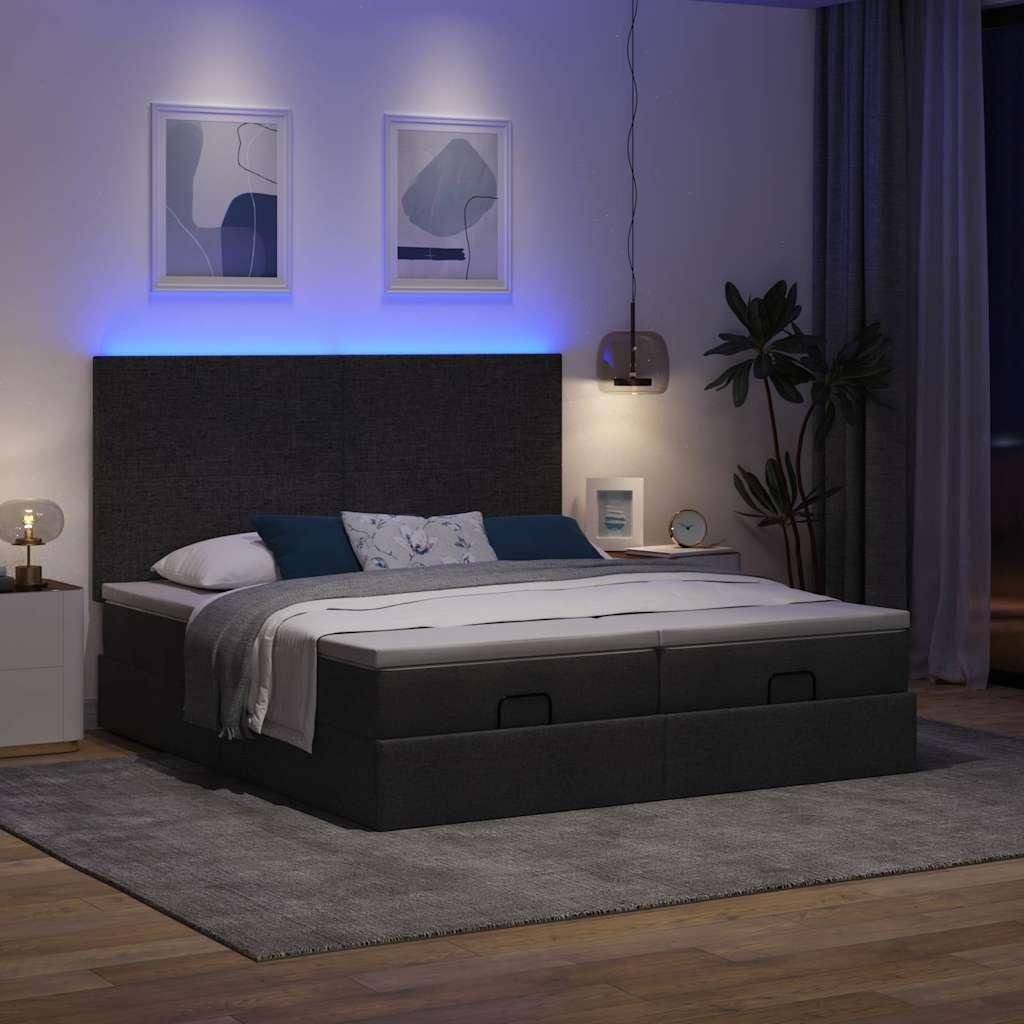 Osmannisk sengeramme med madrasser 180x200 cm stof sort billede