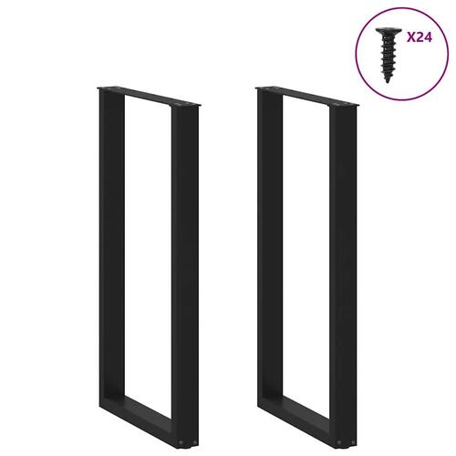 Sofabordben U-formet 2 stk. 60x(110-111) cm stål sort