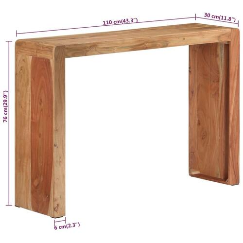 Konsolbord 110x30x76 cm massivt akacietræ