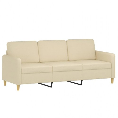3-personers sofa med pyntepuder - stof, cremefarvet, 198 cm