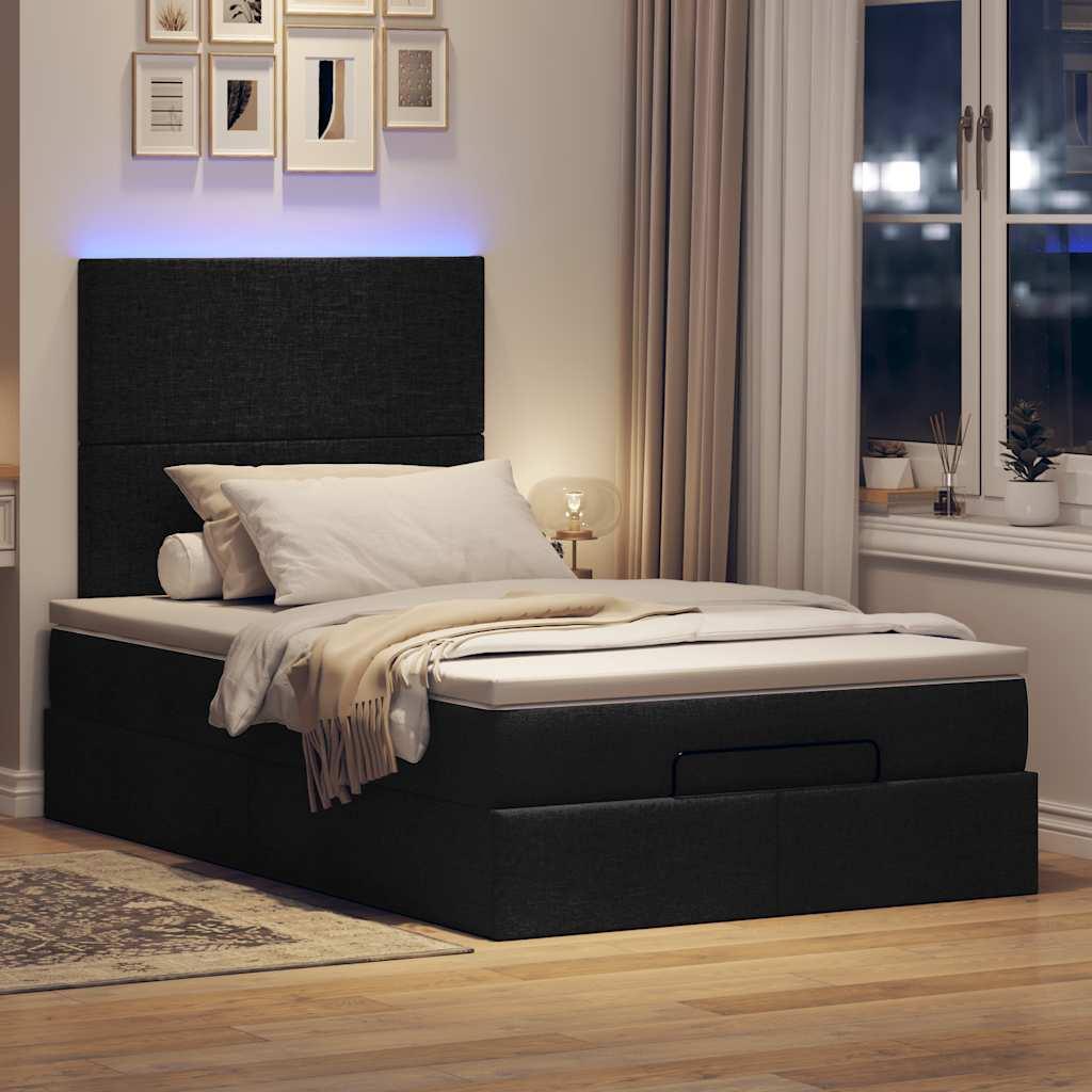 Osmannisk sengeramme med madras 120x190 cm stof sort billede
