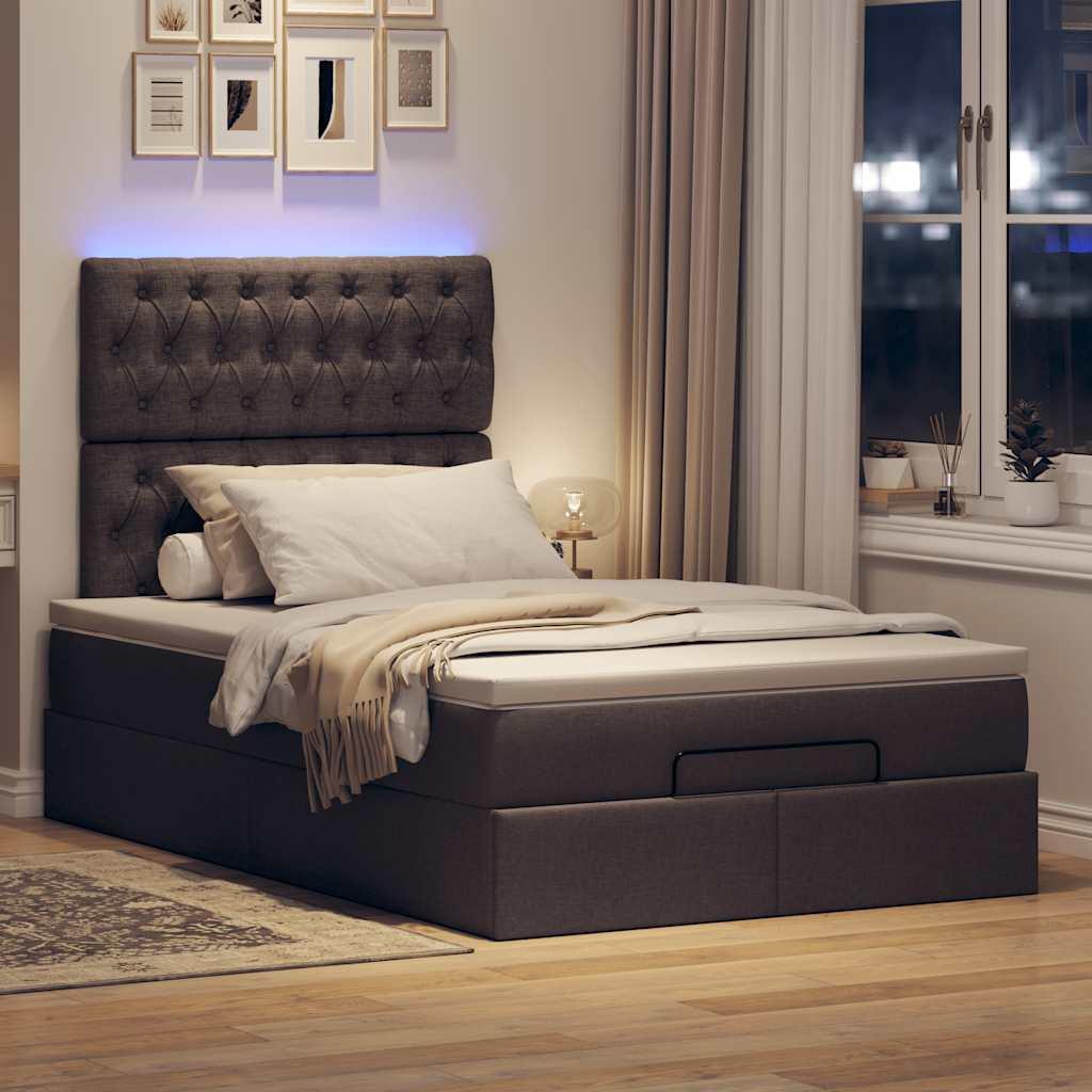 Osmannisk sengeramme med madras 120x190 cm stof mørkebrun billede