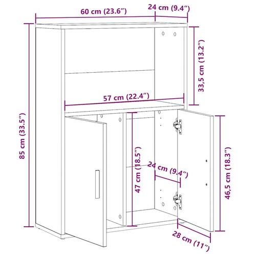 Bogreol 60x24x85 cm konstrueret træ brun egetræsfarve