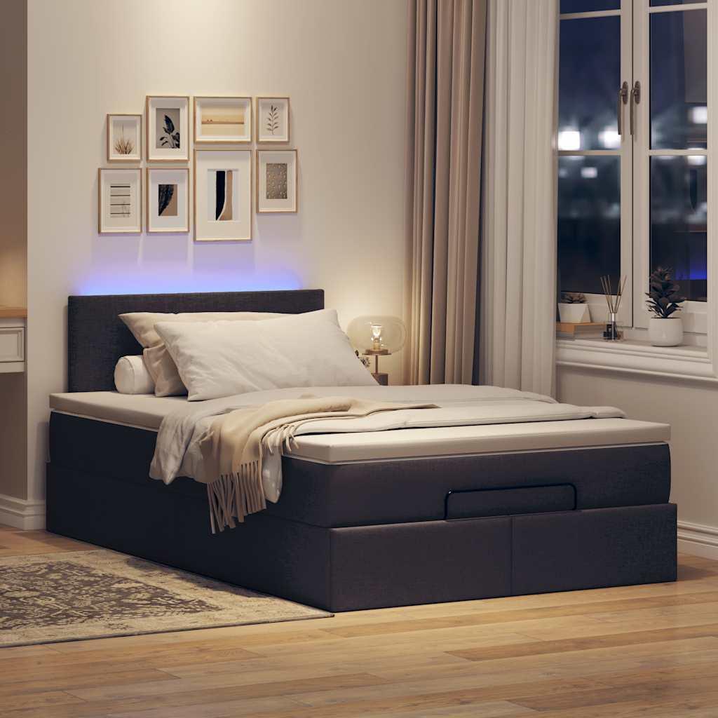 Osmannisk sengeramme med madras 120x190 cm stof mørkebrun billede