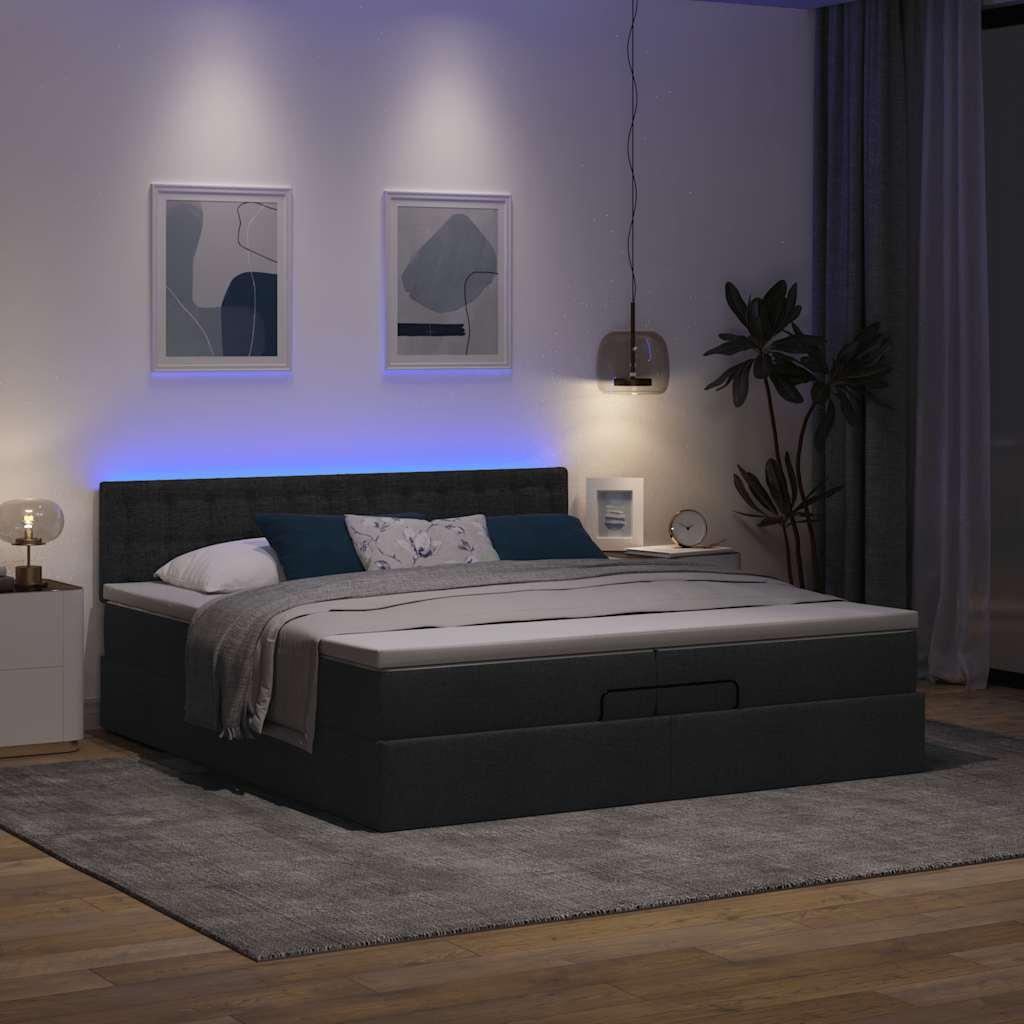 Osmannisk sengeramme med madrasser 200x200 cm stof sort billede