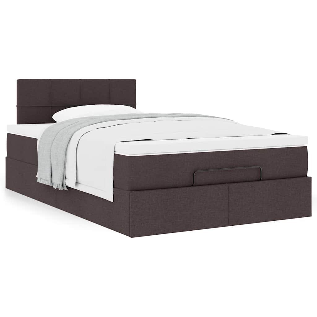 Osmannisk sengeramme med madras 120x190 cm stof mørkebrun billede