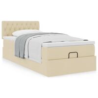 Ottoman seng med madras 100x200 cm stof cremefarvet