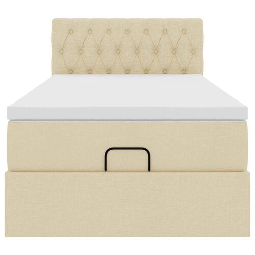 Ottoman seng med madras 100x200 cm stof cremefarvet