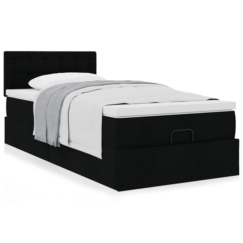 Osmannisk sengeramme med madras 90x190 cm stof sort billede