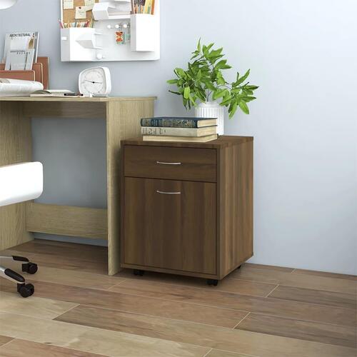 Rullebord 45x38x54 cm konstrueret træ brun egetræsfarve