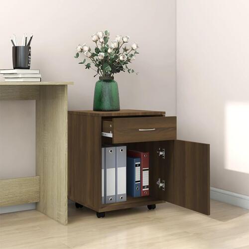 Rullebord 45x38x54 cm konstrueret træ brun egetræsfarve