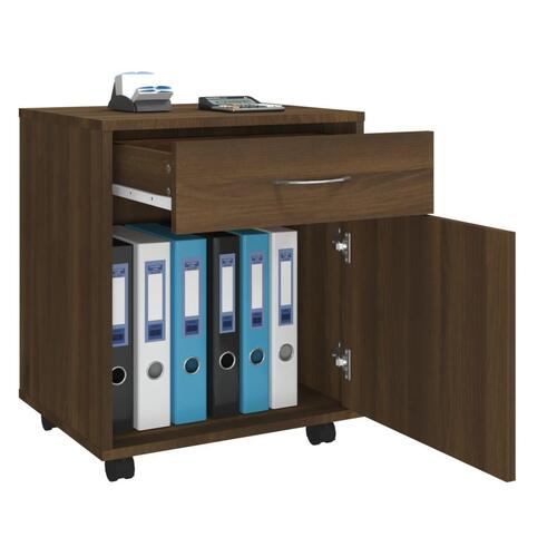 Rullebord 45x38x54 cm konstrueret træ brun egetræsfarve