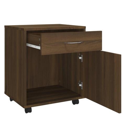 Rullebord 45x38x54 cm konstrueret træ brun egetræsfarve