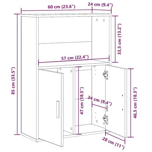 Bogreol 60x24x85 cm konstrueret træ sonoma-eg