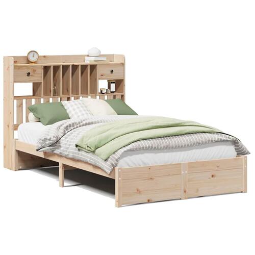 Seng med reol uden madras 120x190 cm massivt fyrretræ