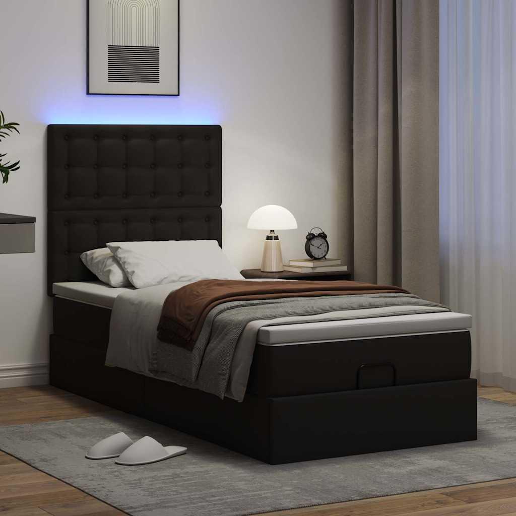 Osmannisk sengeramme med madras 80x200 cm kunstlæder sort billede