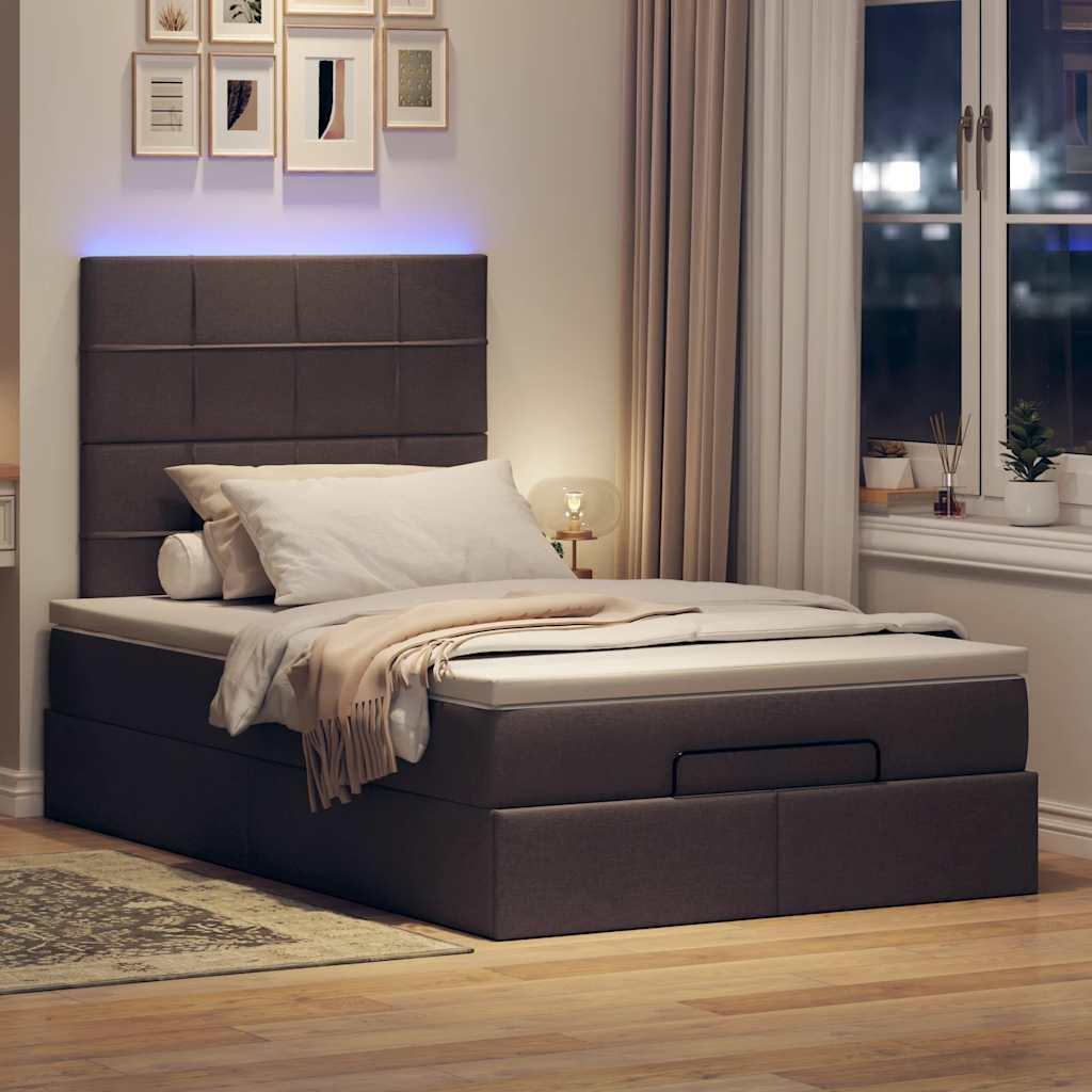 Osmannisk sengeramme med madras 120x190 cm stof mørkebrun billede