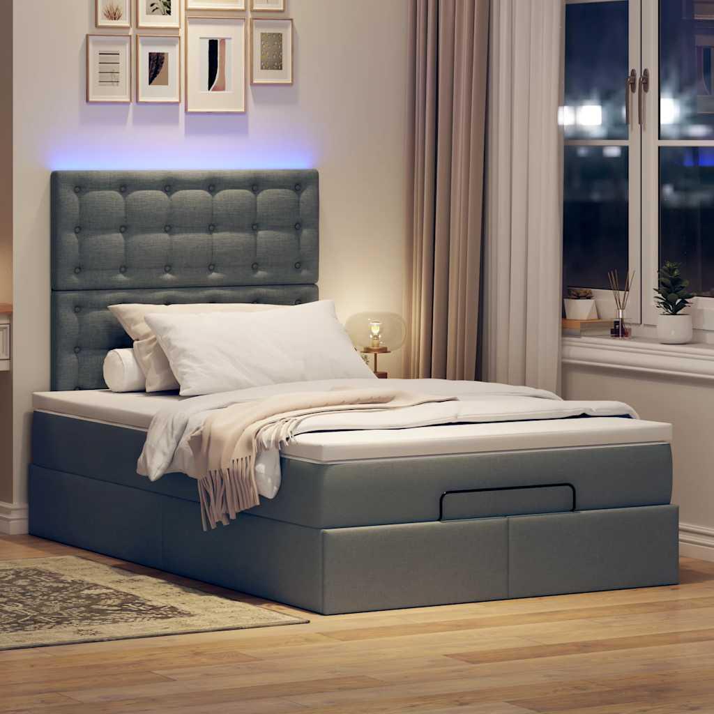Osmannisk sengeramme med madras 120x190 cm stof mørkegrå billede