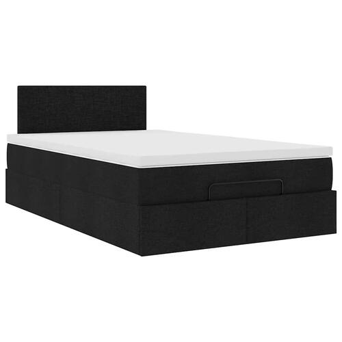 Ottoman seng med madras 120x190 cm stof sort