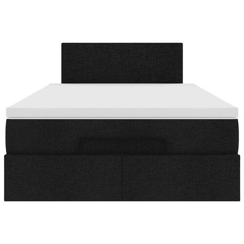 Ottoman seng med madras 120x190 cm stof sort