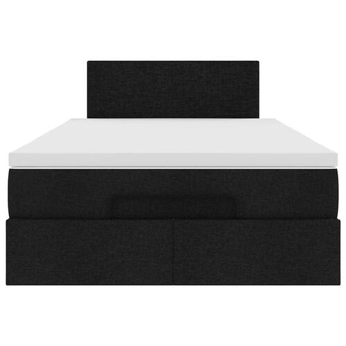 Ottoman seng med madras 120x200 cm stof sort