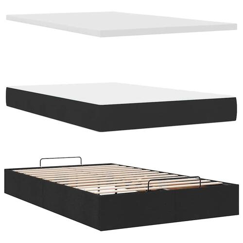 Ottoman seng med madras 120x200 cm stof sort