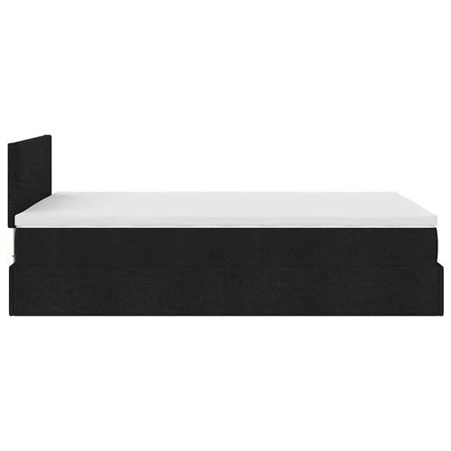 Ottoman seng med madras 120x200 cm stof sort