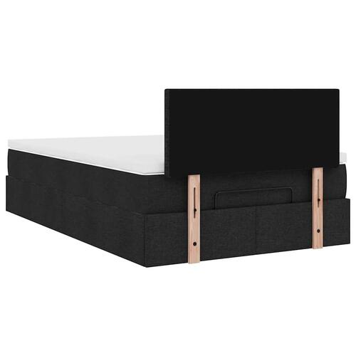 Ottoman seng med madras 120x200 cm stof sort