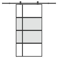 Skydedør med hardwaresæt 102,5x205 cm hærdet glas og aluminium