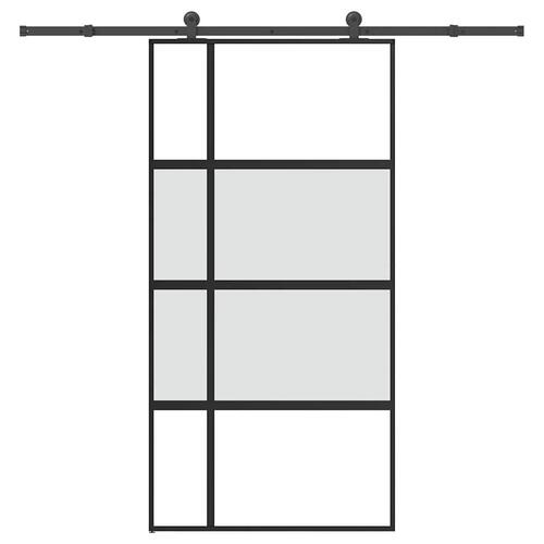Skydedør med hardwaresæt 102,5x205 cm hærdet glas og aluminium