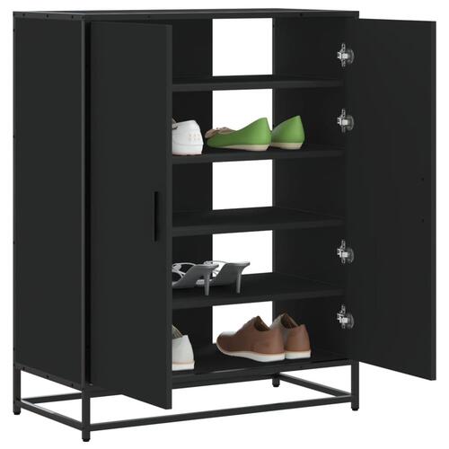 Skoskab 75x38x97,5 cm konstrueret træ og metal sort