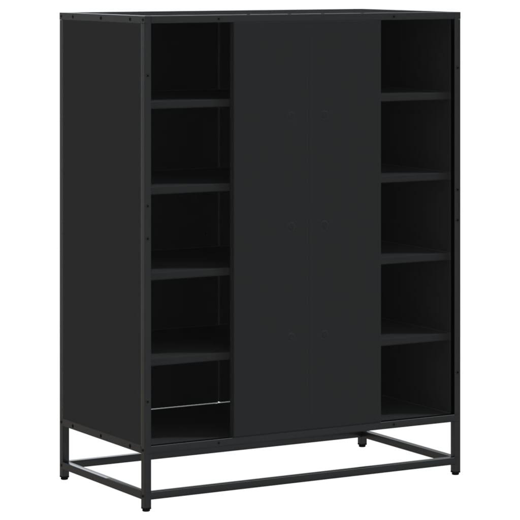 Skoskab 75x38x97,5 cm konstrueret træ og metal sort