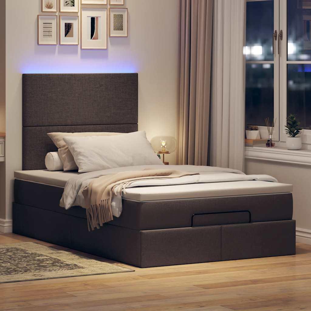 Osmannisk sengeramme med madras 120x190 cm stof mørkebrun billede