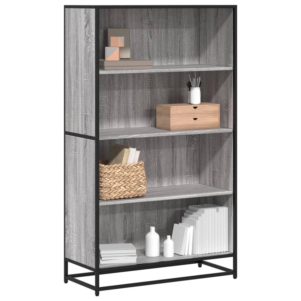 Bogreol 80,5x35x139 cm konstrueret træ grå sonoma-eg
