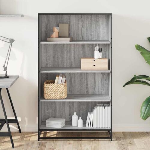 Bogreol 80,5x35x139 cm konstrueret træ grå sonoma-eg