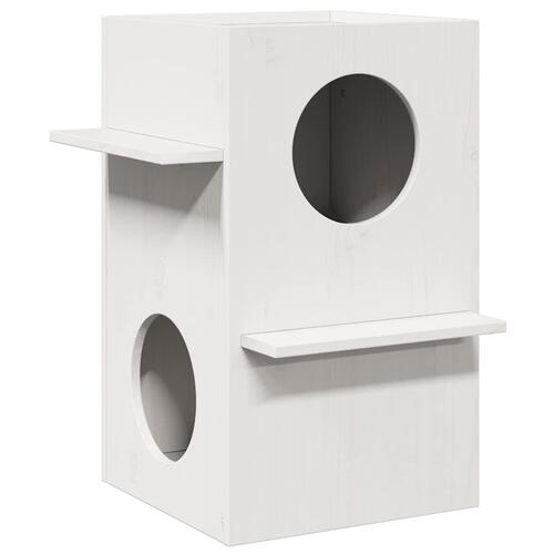 Kattehus 43x43x60 cm massivt fyrretræ hvid