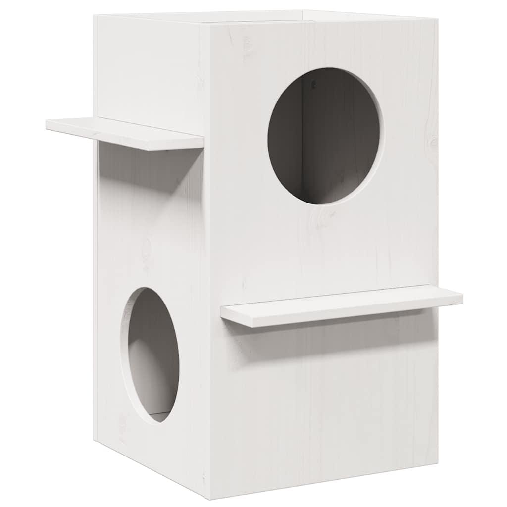 Kattehus 43x43x60 cm massivt fyrretræ hvid