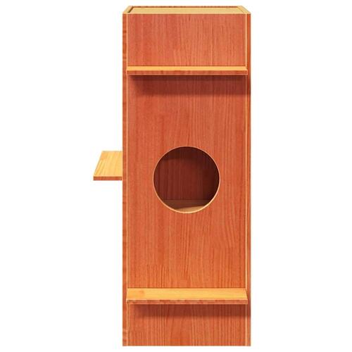 Kattehus 43x43x90 cm massivt fyrretræ gyldenbrun
