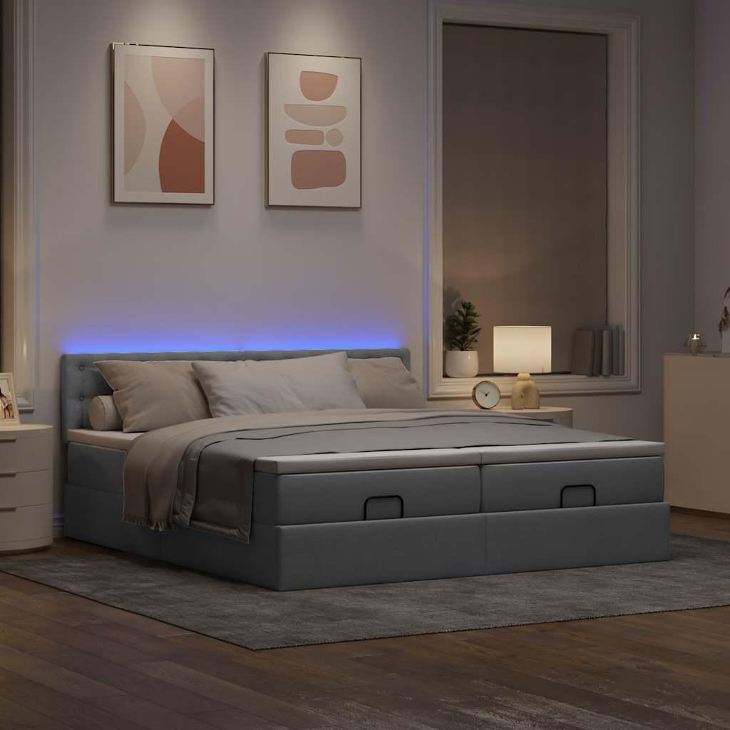 Osmannisk sengeramme med madrasser 160x200 cm stof lysegrå billede
